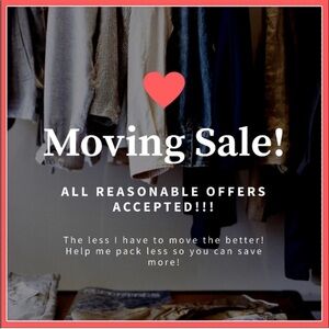 Moving Sale! Everything must go. Lowering prices daily. 3 items 50% off!